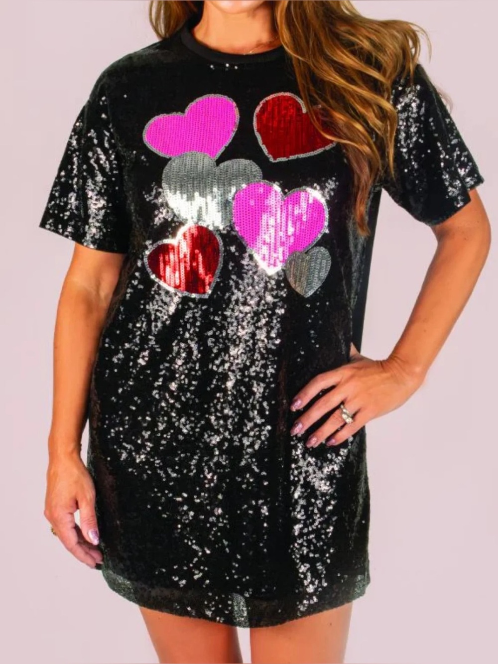 Simply Southern NWT Sequins Love Mini Dress